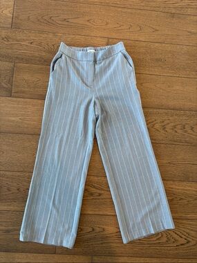 Wide Leg Pinstripe Pants - Light Blue